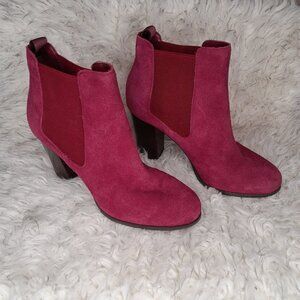 Michael Kors Women's Evaline Heeled Suade Bootie, Berry 7M NWOT